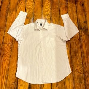 IKE BEHAR NEW YORK MENS SIZE 17LONG COTTON DRESS SHIRT WITH CHECKED PATTERN